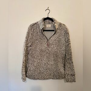 Weatherproof Vintage Cozy Gray Sherpa Pullover Jacket, Medium